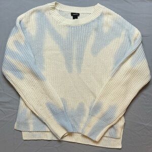 Rue21 Cream and Light Blue Crew Neck Sweater